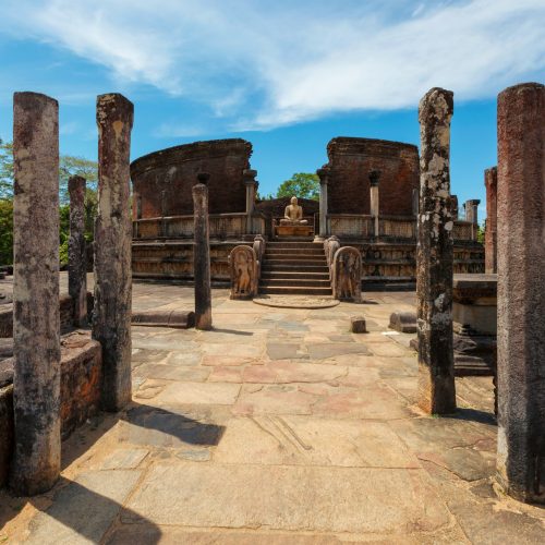 Ancient Vatadage Buddhist stupa in ancient city Pollonaruwa, Sri Lanka