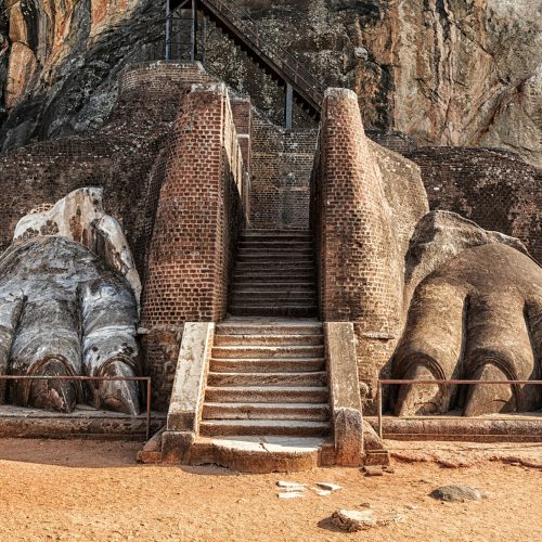 Lion paws pathway on Sigiriya rock, Sri Lanka