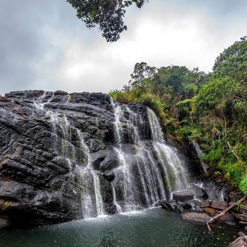 Scenic tropical waterfall in Sri Lanka